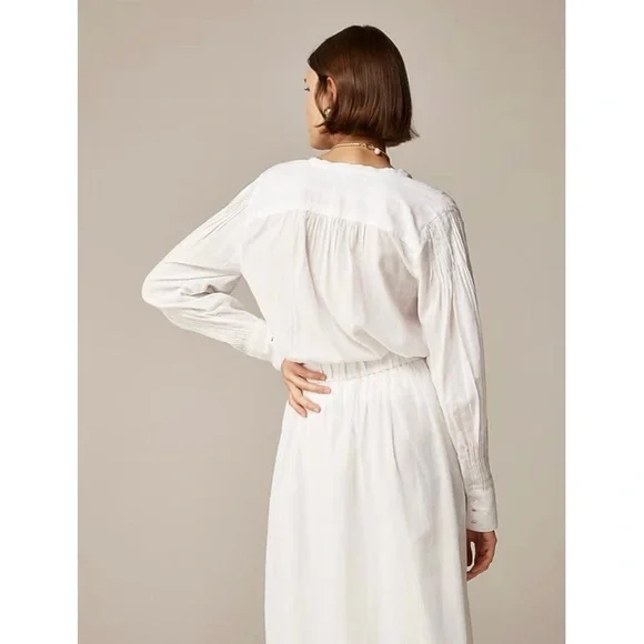 J. Crew V-neck Tie Top in White Cotton Dobby Size Small - Picture 4 of 11